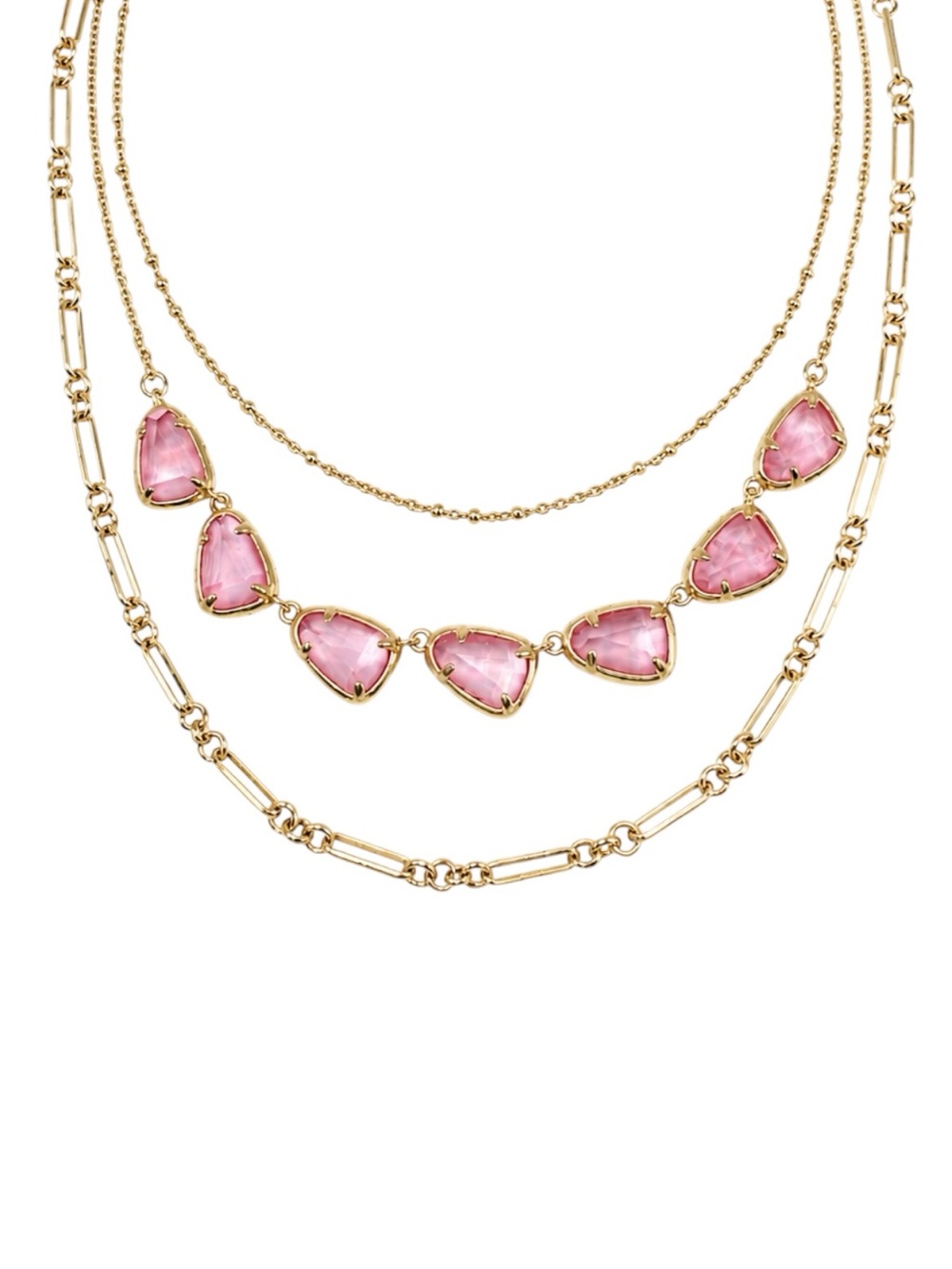 KENDRA SCOTT SUSANNA GOLD MULTI STRAND NECKLACE IN DEEP BLUSH MOTHER-OF-PEARL